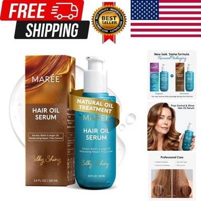 MAREE Hair Oil for Frizzy Hair with Argan Oil, Keratin & Biotin   Hair Serum for