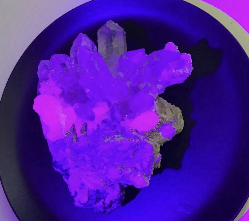 UV Reactive, Clear Quartz Combination Crystal Cluster on Matrix Mineral Specimen