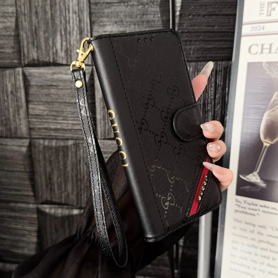 Funda tipo billetera de cuero para teléfono iPhone 17 16 15 Pro Max 14 13 12 11 XsMax Foto 2 de 4