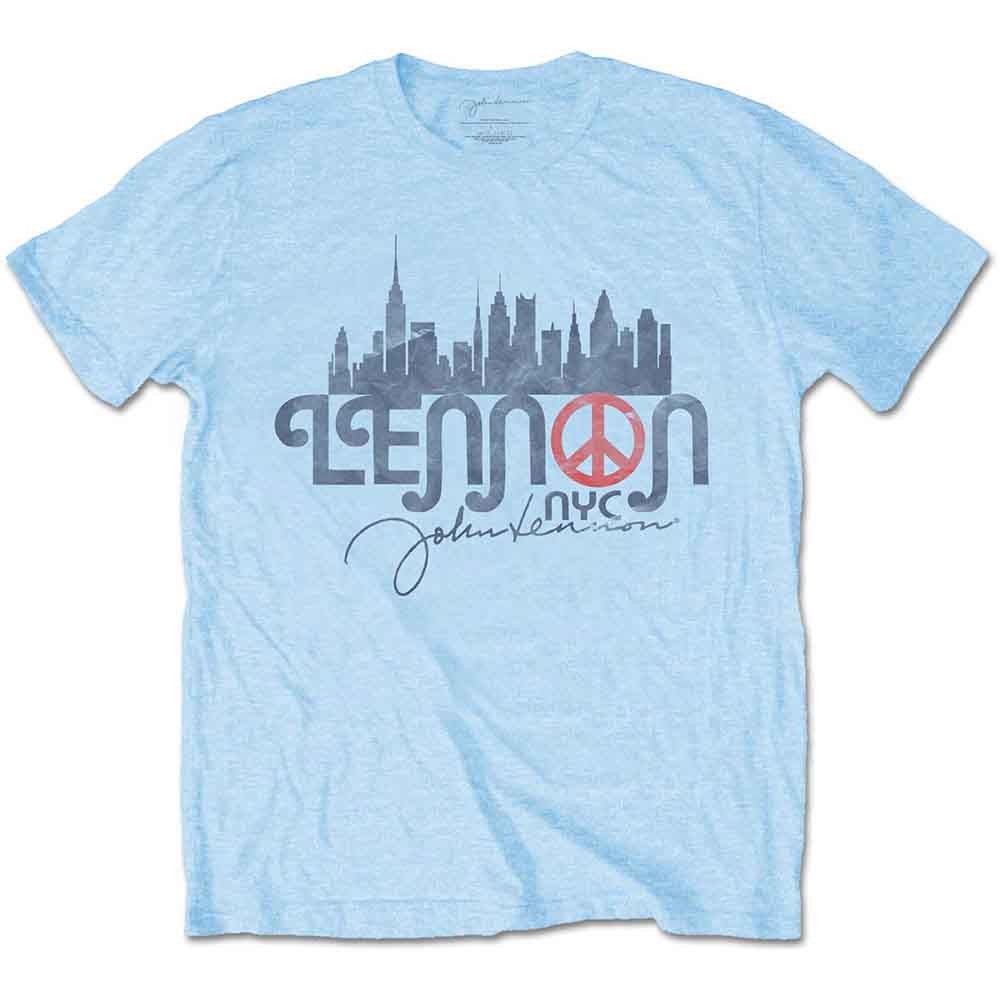 John Lennon T Shirt NYC Skyline Logo Official Mens Light Blue M