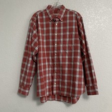 Vtg Burberry London Plaid Check Shirt Mens L Button Up Preppy Classic Red