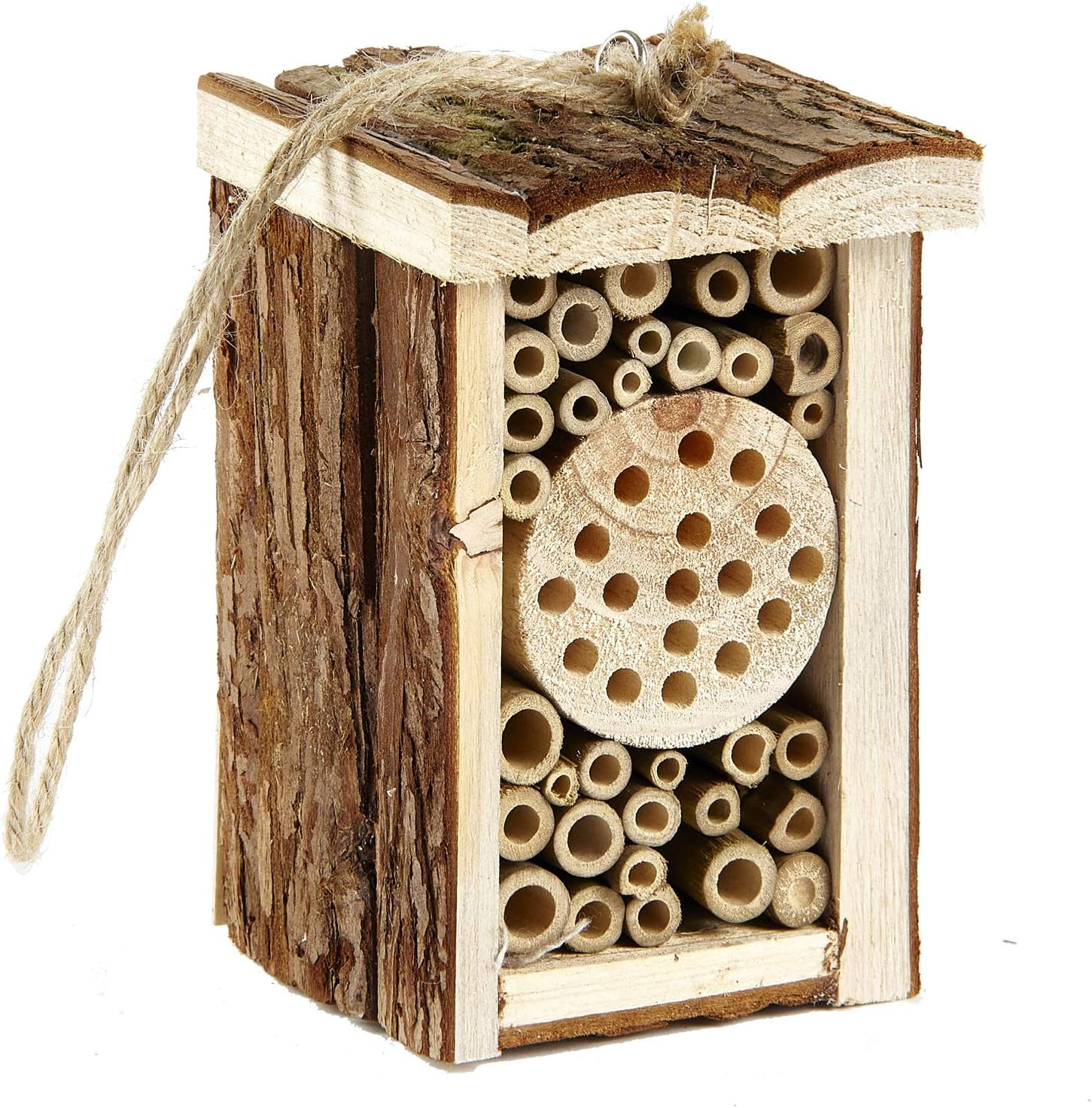 Small Wooden Insect Hotel Eco Friendly House Natural for Bee Butterfly 16.5Cm