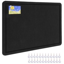 Bulletin Board 24x18 Inch Foldable Felt Pin Board Self Adhesive Black