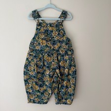 The Childrens Place Floral Print Cotton Overalls 18 Months Green Yellow Blue