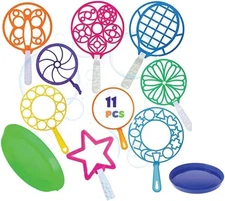 Outdoor Bubble Kit - 11pc Wands Set, 8" Giant Fun for Kids &