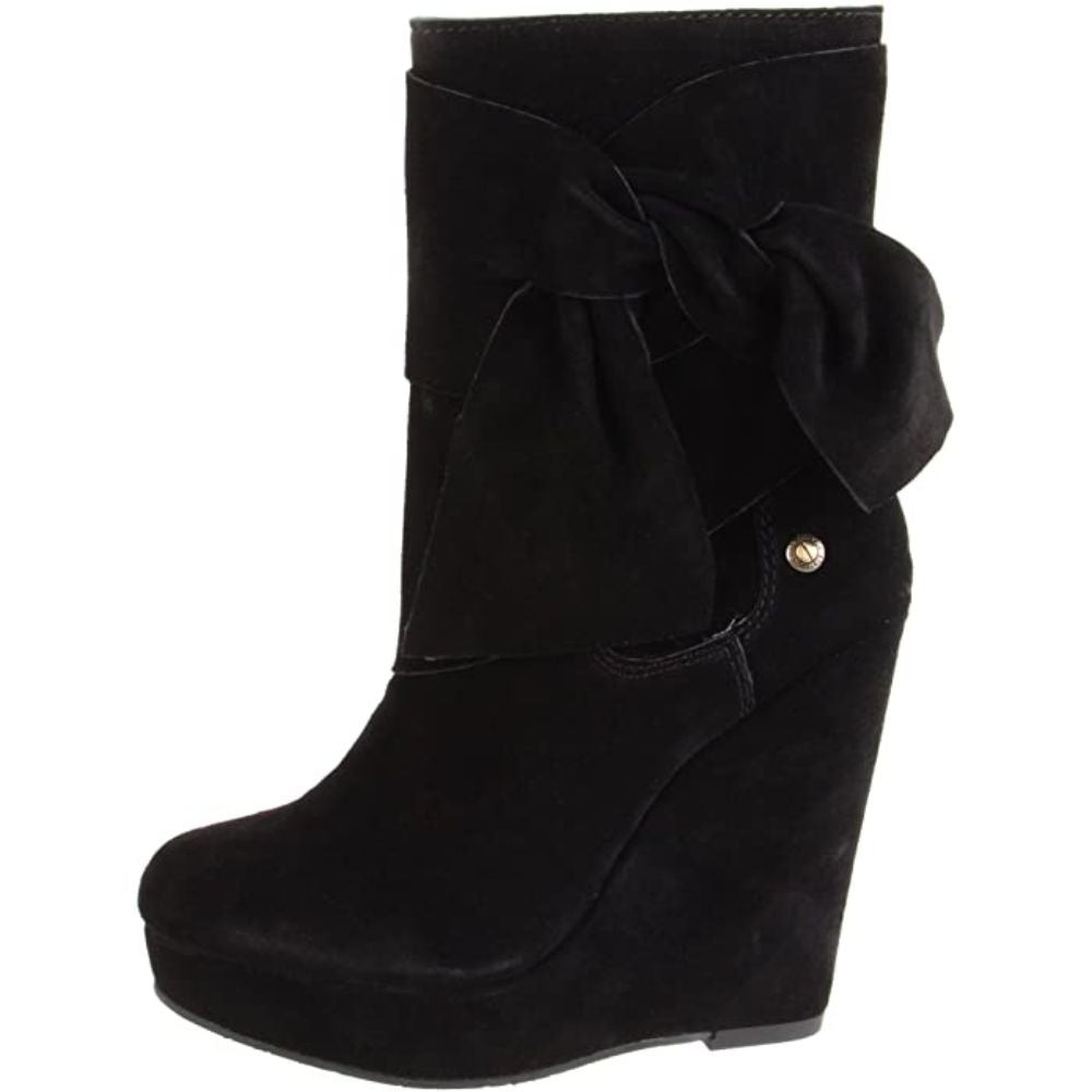 Harper Black Suede Calvin Klein Jeans Wedge Mid Calf Boots image 3