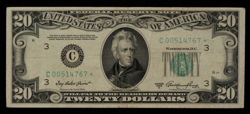 FR 2060-C* $20 1950 A Federal Reserve Note US - Star Note - VF+ - SKU-CA1394