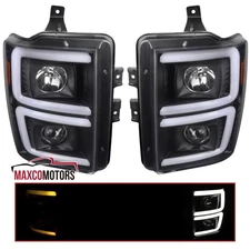 Black Projector Headlight Fit 2008-2010 F250 F350 F450 Switchback LED Sequential