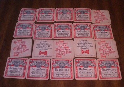 20 BUDWEISER SQUARE BEER COASTERS