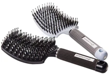 Boar Bristle Hair Brush Set – Curved and Vented for Wet and Dry Detangling Hair 