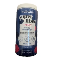 Bellway Psyllium Super Fiber Prebiotic Supplement Powder Mixed Berry Exp 03/2026