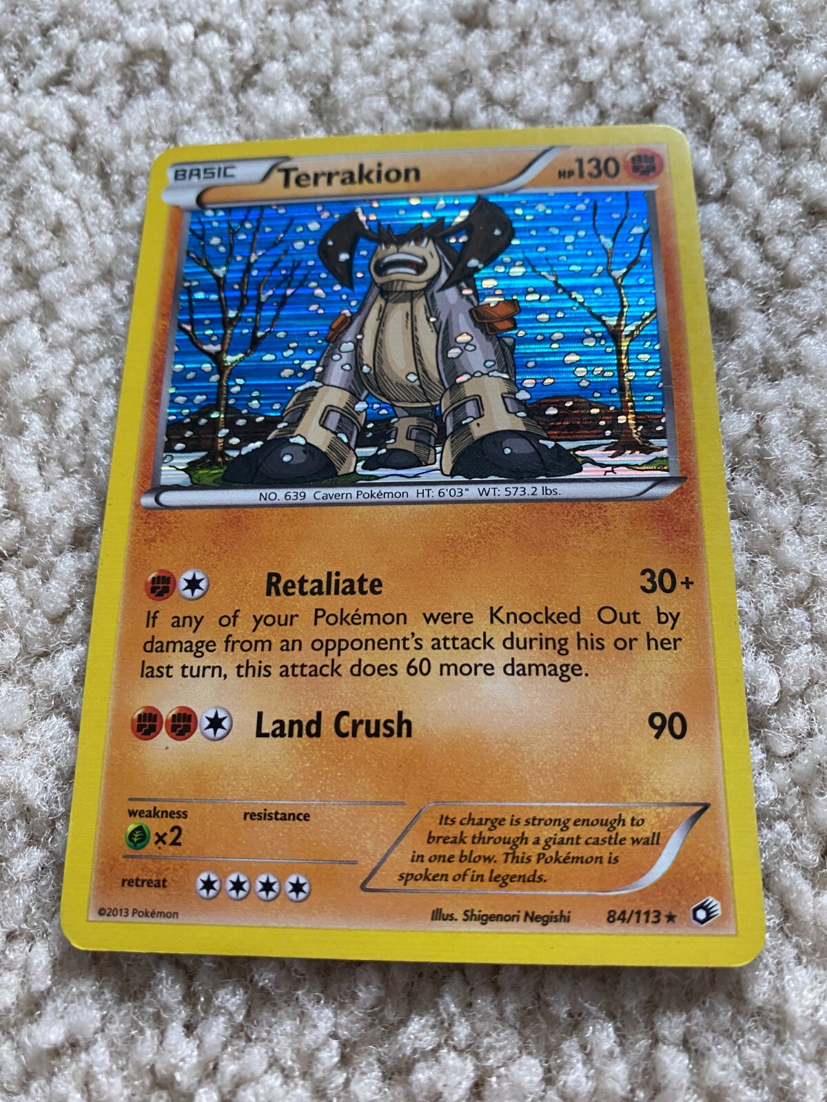 Terrakion Legendary Treasures Holo Rare 84/113 Pokémon Card LP 2013