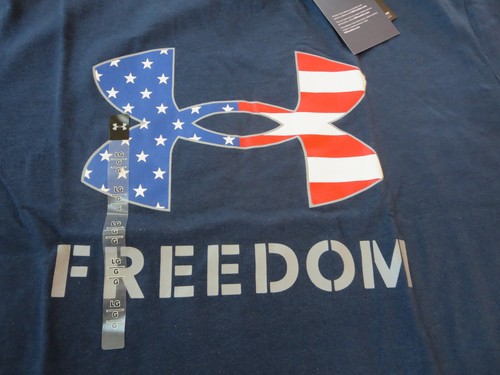 UNDER ARMOUR Men's UA Freedom T-Shirt Short Sleeve Tee - Navy Blue - Men's L - Picture 2 of 7