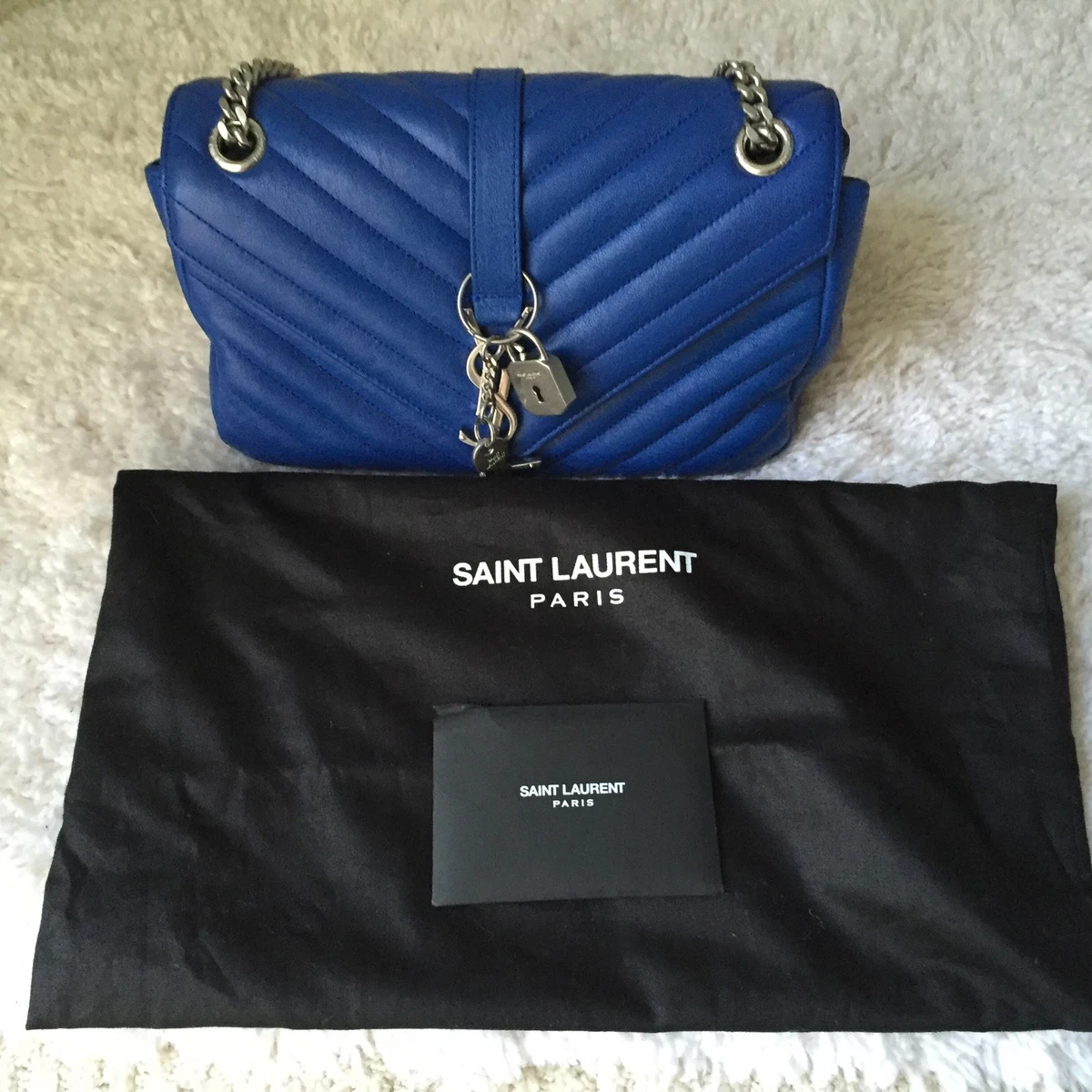 Saint Laurent Monogram Blue Medium Punk Chain Leather | eBay