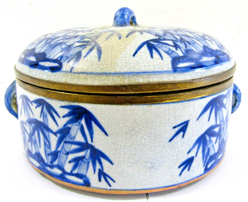 Antique Chinese Blue and White Porcelain Bamboo Three-tiered Tiffin Lunch Box - Picture 17 of 22