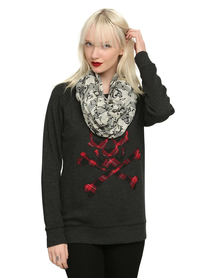 Bufanda para cuello notas corazón clave musical infinito ligera transparente negra y marfil nueva con etiquetas Foto 3 de 4