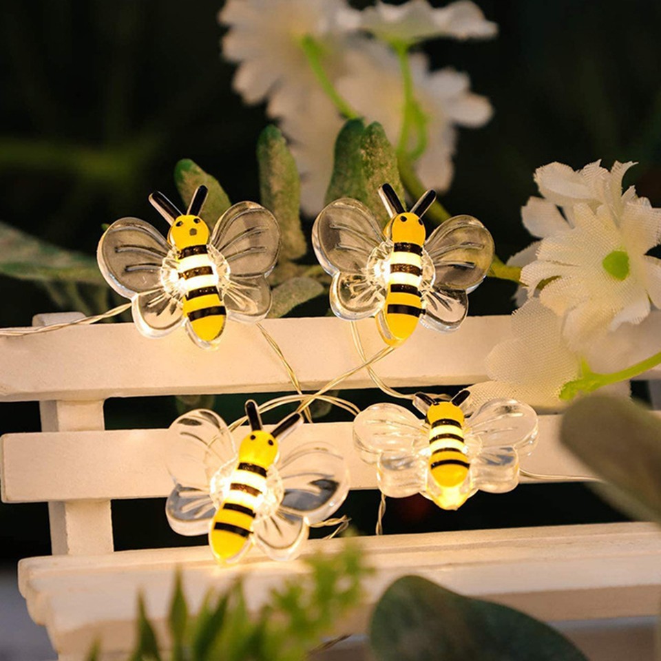Bee LED String Lights 20 LED Garden Lights Battery Operated String