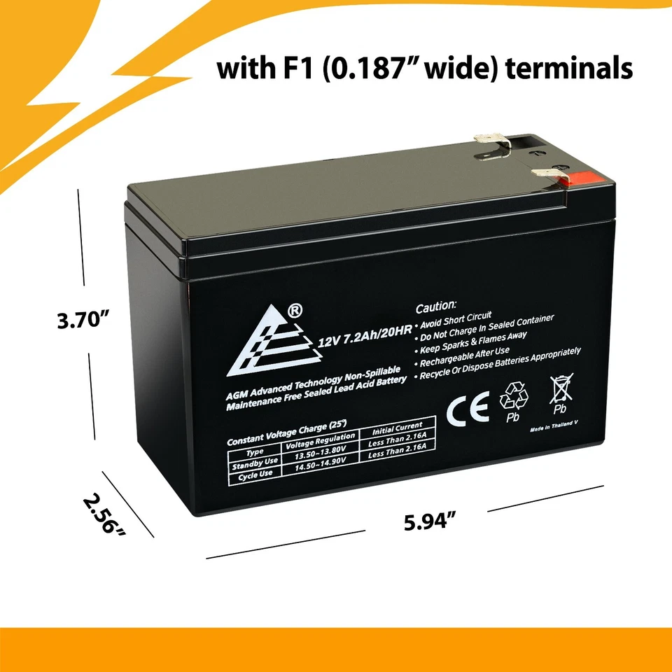 RAZOR E200 & E300S SCOOTER 12V 7.2ah Replacement Battery of 2 Pack - Image 4 of 4