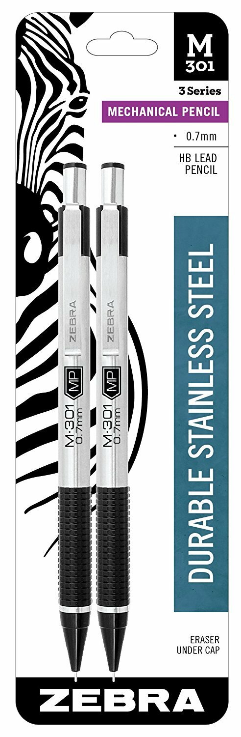 Zebra M-301 Stainless Steel Mechanical Pencil, 0.5mm or 0.7m