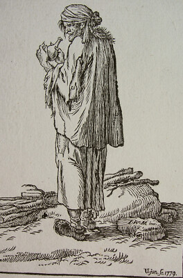 J. W. MEIL / J. F. UNGER `BETTLER MIT HOLZBÜNDEL´ HOLZSCHNITT AUS N. 7;  1779