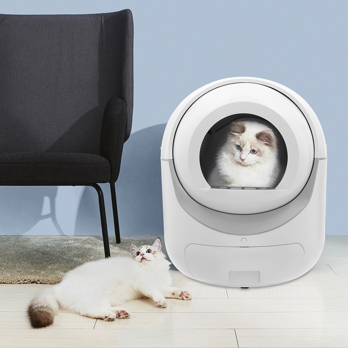 White Smart Cat Litter Box APP Automatic Self-Cleaning Litter BOX Snap-on  Filter | eBay