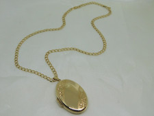 9ct Gold Large Oval Locket on Curb Link Chain