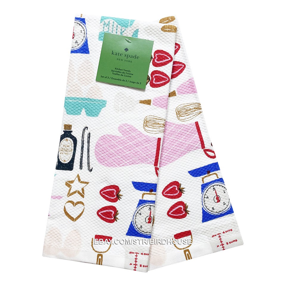 Kate Spade Colorful Kitchen Towel Set 2 Cotton Designer Fall Spring ...
