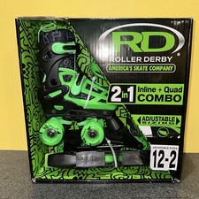 NEW Roller Derby 2 in 1 INLINE QUAD Combo Boys Skates Adjustable Sizes 12-2