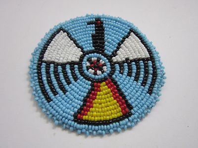 Beaded Rosette 3'' Thunderbird Leather Sewing Regalia Crafting  Native Design 9E 