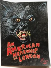 AN AMERICAN WEREWOLF IN LONODON ACRYLIC PAINT SKETCH BY GEORGE SILLIMAN