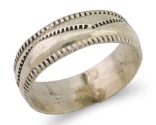 Navajo Hand Stamped Band 925 Silver 6.0 mm Native Artist Size 5.75 C.80's