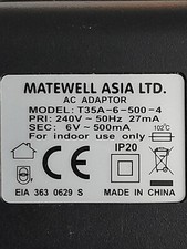 Adapter prądu przemiennego T35A-6-500-4 SEC: 6V ~ 500mA Matewell Azja
