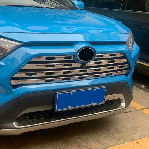 6p Fit For 2019-2023 Toyota RAV4 Stainless Chrome Front Center Grille Cover Trim - Picture 8 of 8