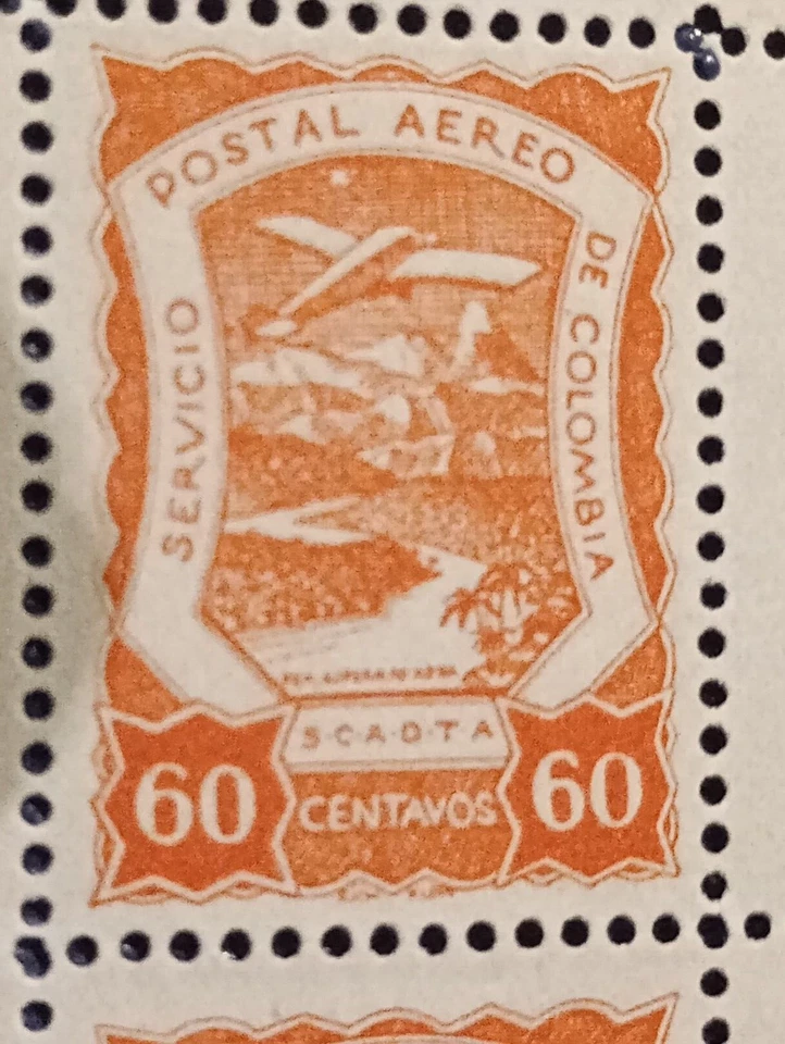 Correio aéreo SCADTA Colômbia Sc # C31 Mi# 16 Folha completa de 25 gatos 2000$+ MVLH - Imagem 2 de 4