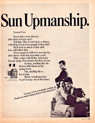 1967 Gillette Sun Up After Shave Masculine Scent Sun Upmanship Vintage Print Ad