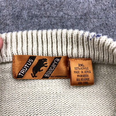 Trutus Biancarra Sweater Mens 2XL Beige Knit Crew Neck Pullover