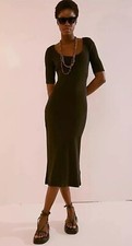 Free People Dress Beach Avery Midi Dress Black Size X Small RRP £60