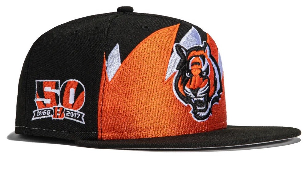 NEW ERA 59Fifty Men’s Cincinnati Bengals Shark Tooth Hat Sz 7 1/4 50th Patch