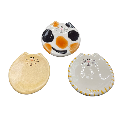 August Ceramics Cat Trinket Dish Teabag Holder Spoon Rest 2.9 Inch