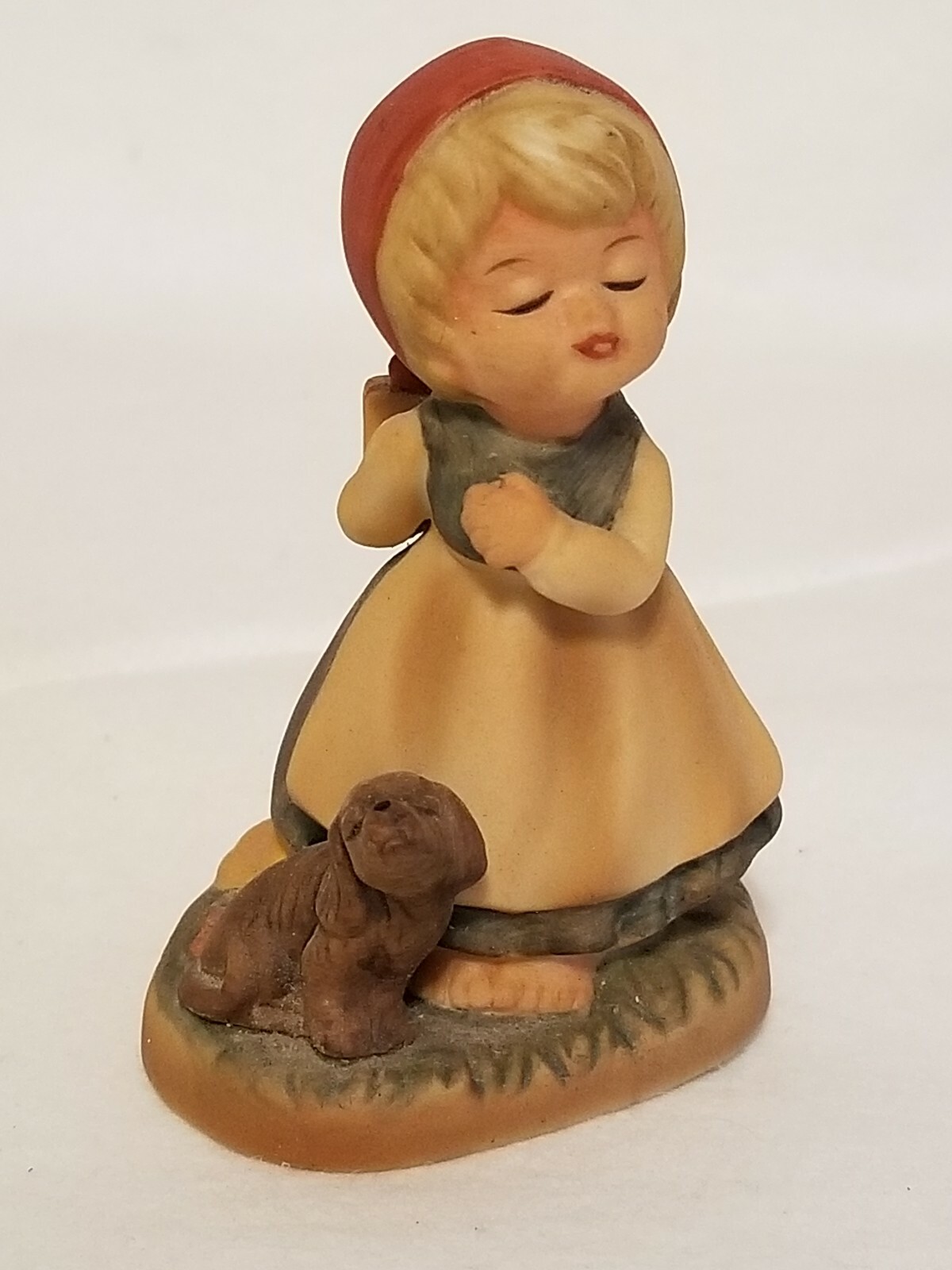 Vintage Napcoware Porcelain Hand Painted Figurine Girl W/Present & Dog