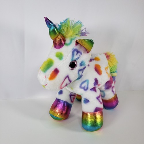 Juguete de peluche suave corazones ojos brillantes rosa de felpa unicornio blanco MTY International - Imagen 2 de 17