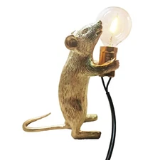 Modern Cute LED Resin Animal Mouse Table Lamp Art Mouse Children's Bedside Gi...