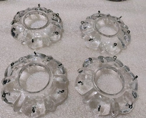 Pair Of Vintage Candle Holder Set w Bobeches Cups w Crystal Prisms - Picture 12 of 14