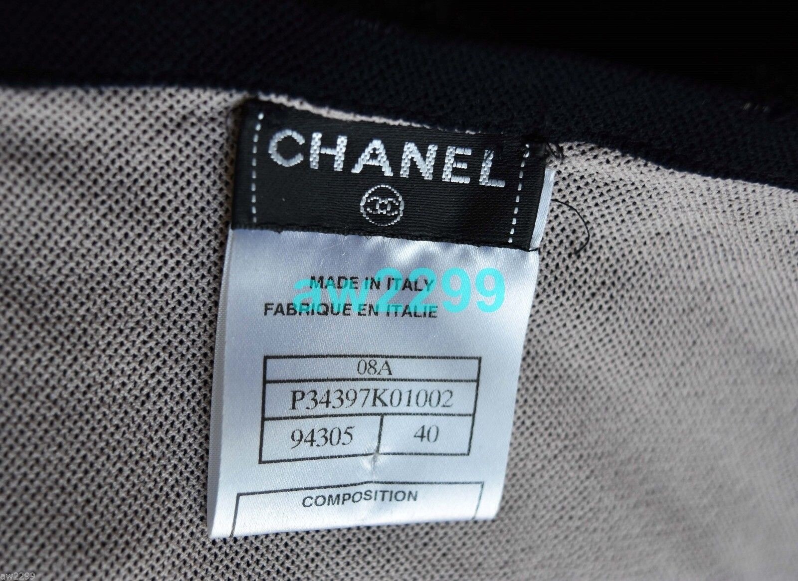 CHANEL 08A AUTHENTIC RARE RING DRESS CC LOGO BUTTON 40 38 MINT BLACK image 9