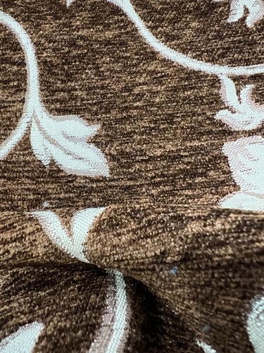 Luxurious Chenille Floral Fabric for Upholstery 54" Wide Sold by the Metre Brown - Picture 3 of 3
