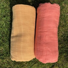 Confezione 2 Fasce Regalo Bambino XtraLarge Bambù Fasciatoio Coperta Mussola Quadrati 120x120cm