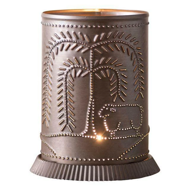 Rustic Punched Tin Jar Candle Warmer w/ WILLOW in Kettle Black Farmhouse Decor - Image 4 of 4