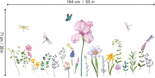 decalmile Garden Flower Wall Decals Narcissus Iris Floral Dragonfly Wall Sticker - Picture 3 of 4