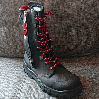 STEITZ SECURA Feuerwehrstiefel Leder schwarz/rot Gr.45 Reißverschluss Schnürung