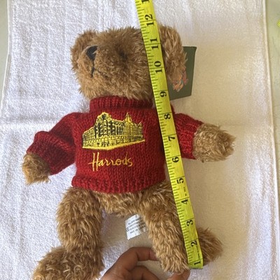 Harrods 12in Brown Plush Teddy Bear w/ Red Sweater & Hang Tag Vintage